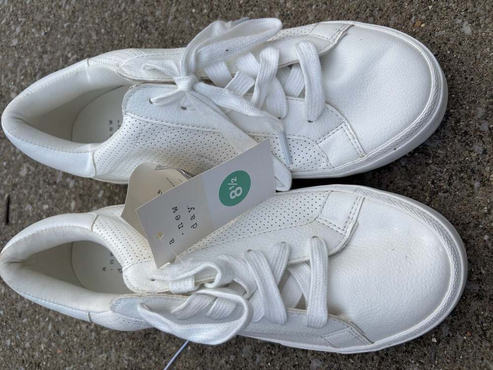 A New Day Women's Maddison White Perforated Sneakers Size 8.5